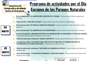 Programación de actividades por la celebración del Día Europeo de los Parques Naturales